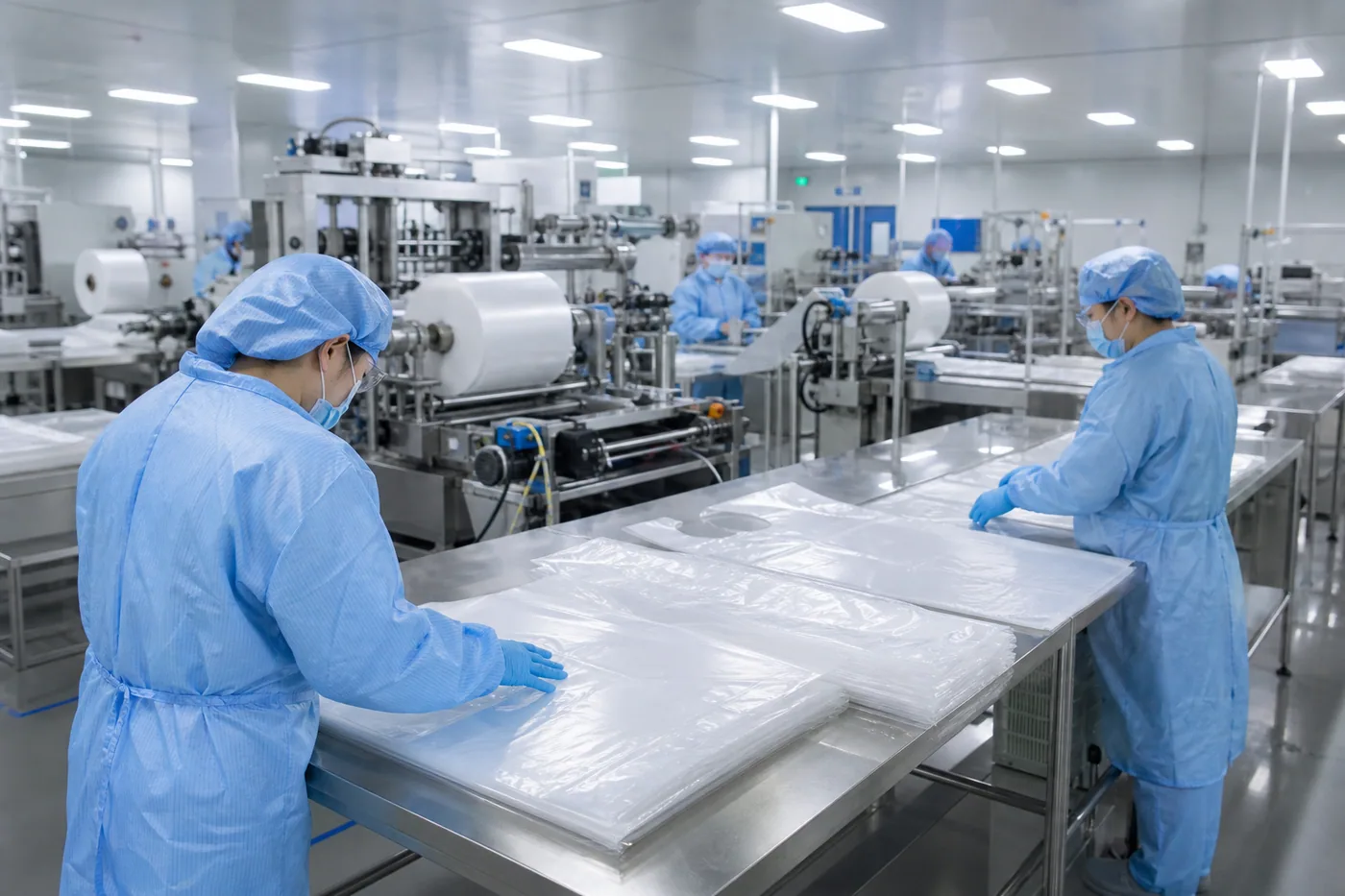Celery Pharma PE surgical apron manufacturing and quality inspection